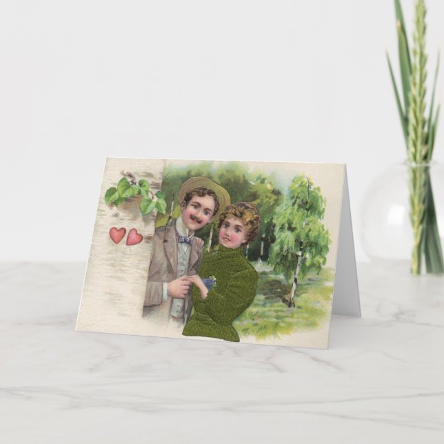 Cartão de saudação de Casal amoroso vitoriano (Frente)