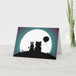 Cartão de Saudação de Casamento de Coelho e Urso