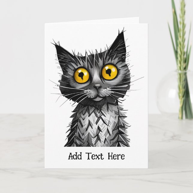 Cartão de Saudação de Cat Personalizado (Frente)