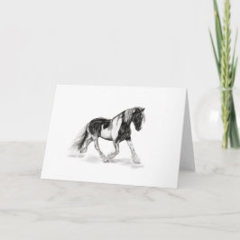 Cartão de Saudação de Cavalo Cigano Preto e Branco