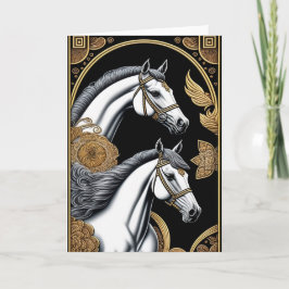 Cartão de Saudação de Cavalo de Ano Novo Chinês