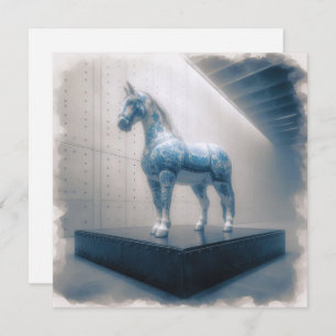 Cartão de Saudação de Cavalo Porcelanês Azul