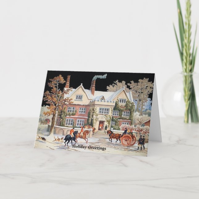 Cartão de Saudação de Cavalos da Cena Vitoriana El (Frente)