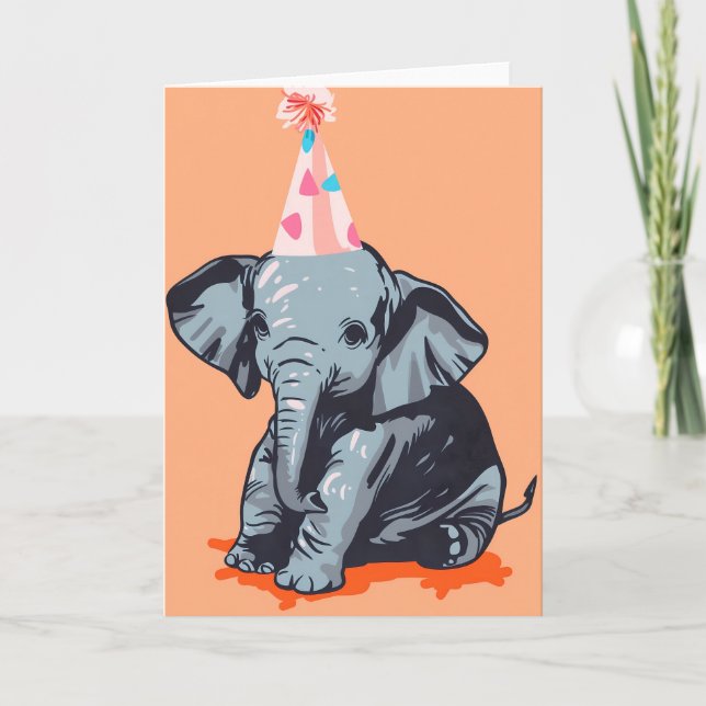 Cartão de Saudação de Celebração de Bebê-Elefante (Frente)