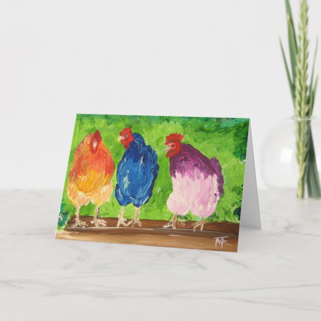 cartão de saudação de chat de frango (Frente)