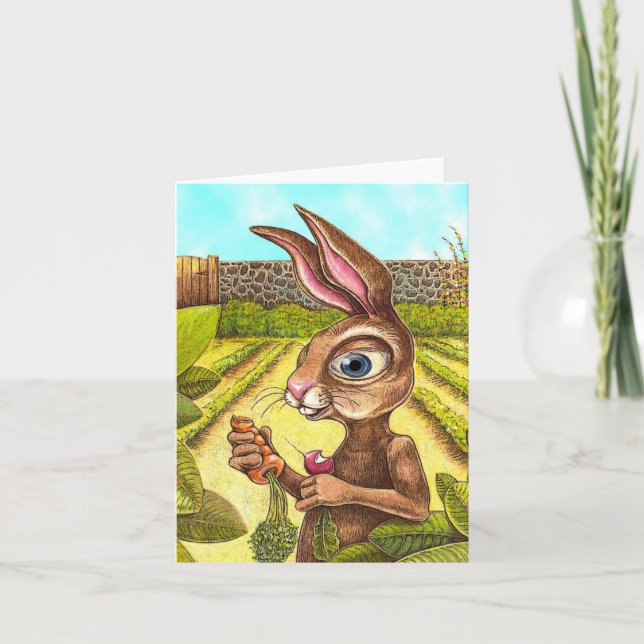 Cartão de Saudação de Coelho Engraçado (Frente)