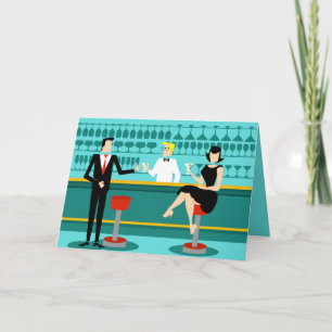 Cartão de saudação de coquetel retroativo