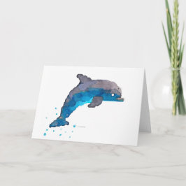 Cartão de saudação de cor d'água Dolphin