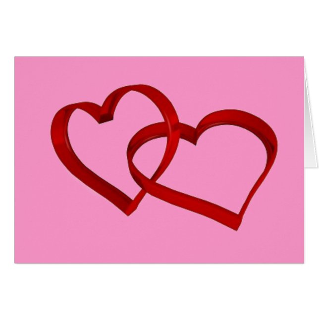 Cartão de Saudação de Corações Vinculado (Frente Horizontal)