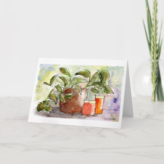 Cartão de Saudação de Cores Aquáticas com Vida Úti (Frente)