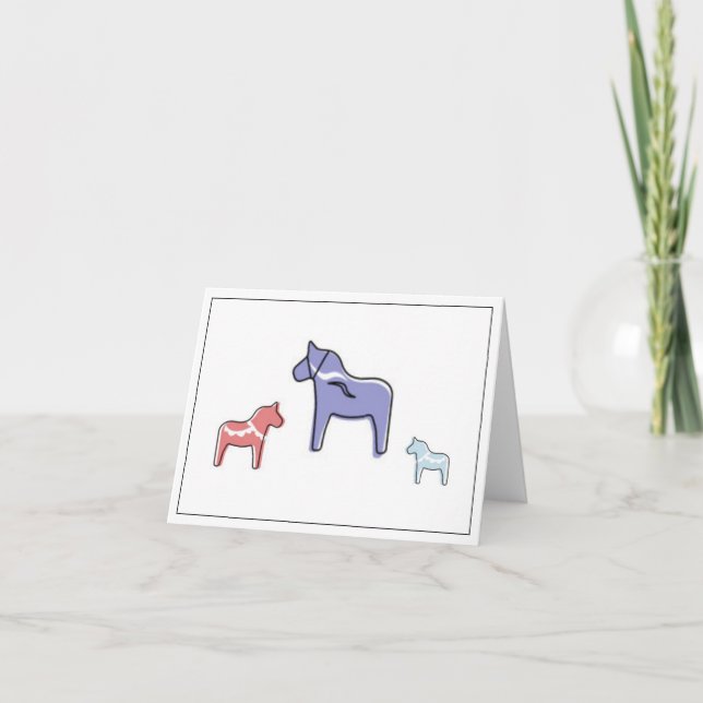 Cartão de Saudação de Dala Horse Sueco (Frente)