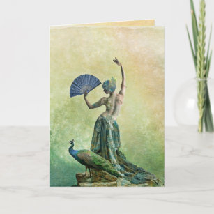 Cartão de Saudação de Dançarino de Peacock com Diz