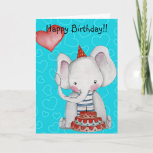 Cartão de Saudação de Elefante Birthday Boy