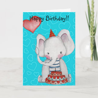 Cartão de Saudação de Elefante Birthday Boy