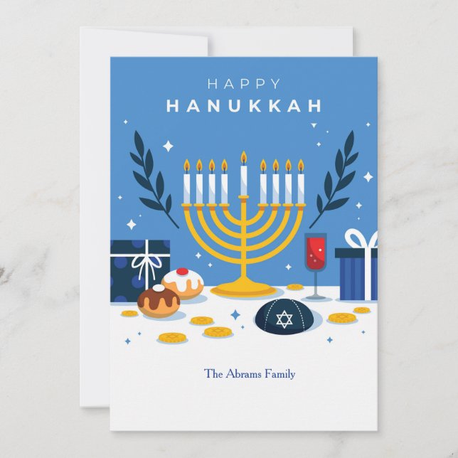 Cartão de Saudação de Elementos Hanukkah (Frente)