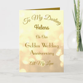 Cartão de Saudação de Esposa do ouro Aniversário.