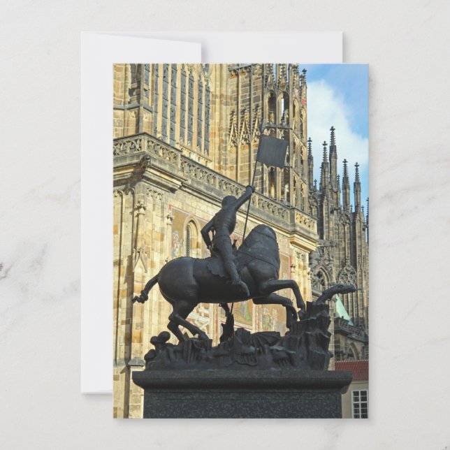 Cartão de saudação de estátua de Praga (Frente)