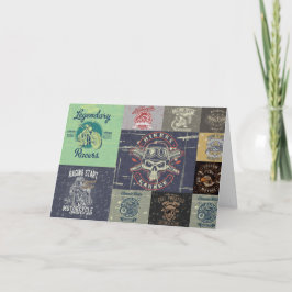 Cartão de Saudação de Estilo de Grunge de Motocicl