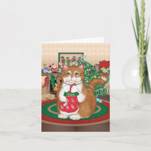 Cartão de saudação de estoque de Natal do gatinho