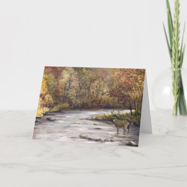 Cartão de Saudação de Fall Whitetail Deer (Frente)