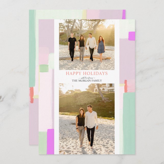 Cartão de Saudação de Feriado de Natal de Arte Col (Frente/Verso)