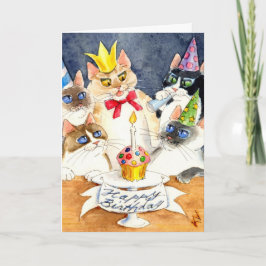 Cartão de saudação de Festa de aniversário de gato