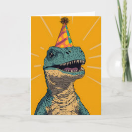 Cartão de Saudação de Festa de aniversário Dinossa