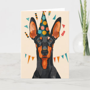 Cartão de saudação de Festa de aniversário Doberma