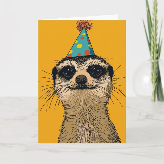 Cartão de saudação de Festa de aniversário Meerkat (Frente)