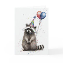 Cartão de saudação de Festa de aniversário Raccoon