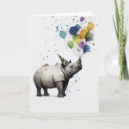 Cartão de saudação de Festa de aniversário Rhino