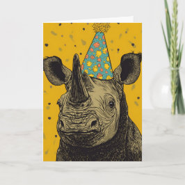 Cartão de saudação de Festa de aniversário Rhino