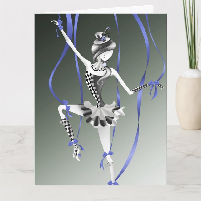 Cartão de saudação de Fitas Azuis de Fantoche (Frente)