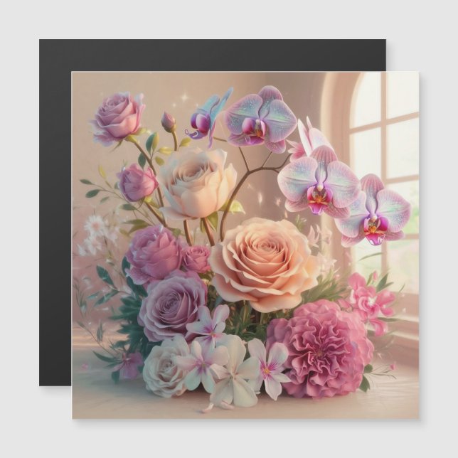 Cartão de Saudação de Flores de Mola 3D com Rosas (Frente/Verso)