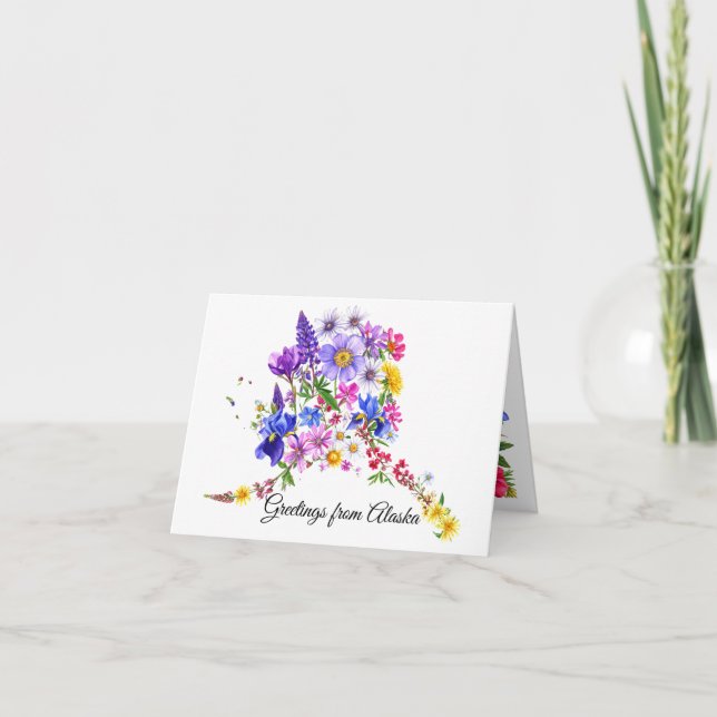 Cartão de Saudação de Flores Selvagens do Alasca (Frente)