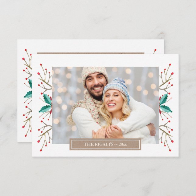 Cartão de Saudação de Foto da Família de Natal Peq (Frente/Verso)