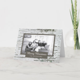 Cartão de Saudação de Foto de Natal Rustic Birch W