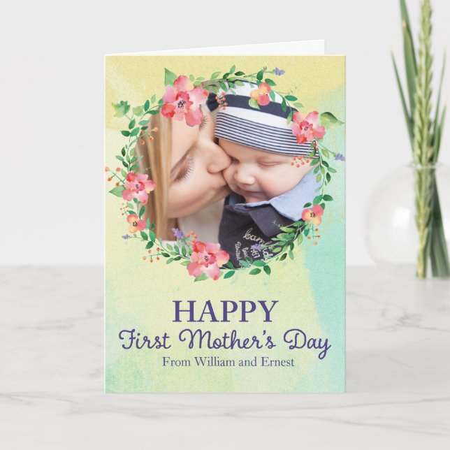Cartão de Saudação de Foto do Primeiro Dia de as m (Frente)