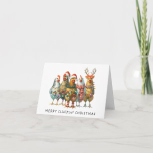 Cartão de Saudação de Frango de Natal da feliz Clu