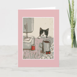 Cartão de Saudação de Gato Crafty