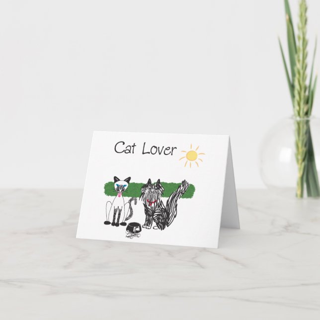 Cartão de saudação de gato estilizado (Frente)