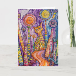 Cartão de Saudação de Gato Funky Felino