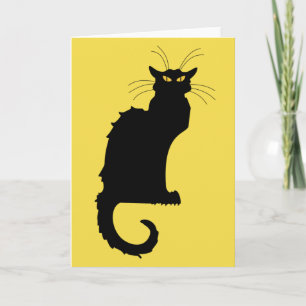 Cartão de Saudação de Gato Preto Art Nouveau