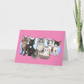 Cartão de saudação de gatos e tripulantes 5" x 7"