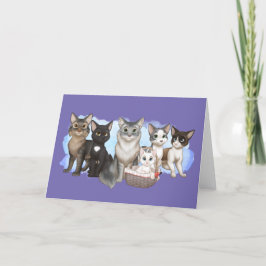 Cartão de saudação de gatos e tripulantes 5" x 7"
