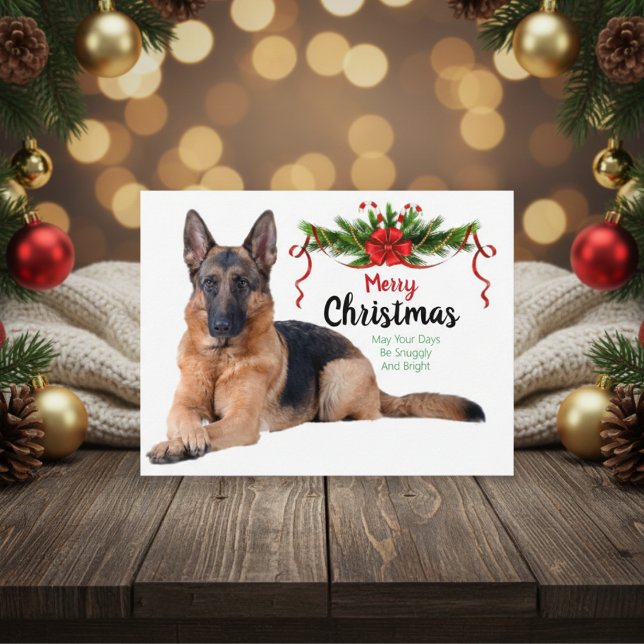 Cartão de Saudação de German shepherd de Natal (Christmas German Shepherd Greeting Card)