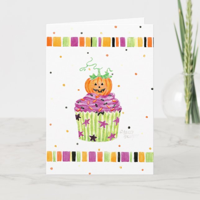 Cartão de Saudação de Halloween para Cupcake de Ab (Frente)