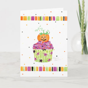 Cartão de Saudação de Halloween para Cupcake de Ab