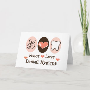 Cartão de Saudação de Higiene Dental do Peace Love