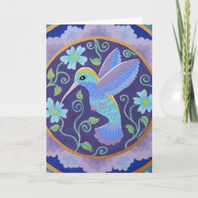Cartão de saudação de Hummingbird mandala (Frente)